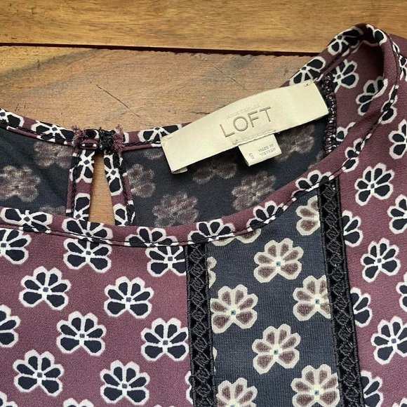 LOFT Floral Patterned Camisole - Burgundy and Navy - Picture 4 of 4